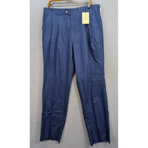 DAKS London New York Men's Dress Pants Size 38 Blue Pleated Cotton Formal NWT